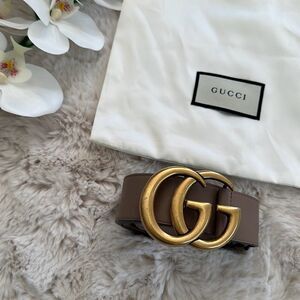 Gucci Calfskin GG Marmont 40mm Belt Size 95 in Porcelain Rose